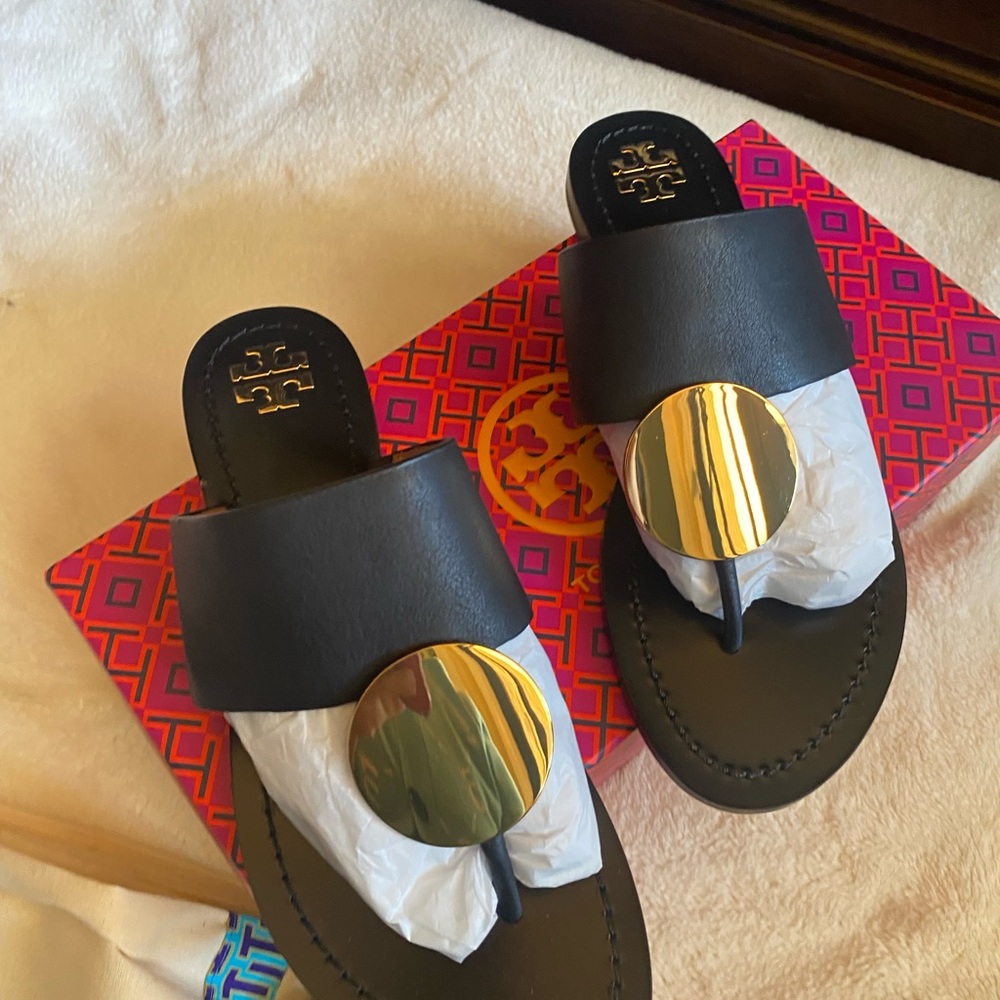 Tory Burch Black Leather Sandals